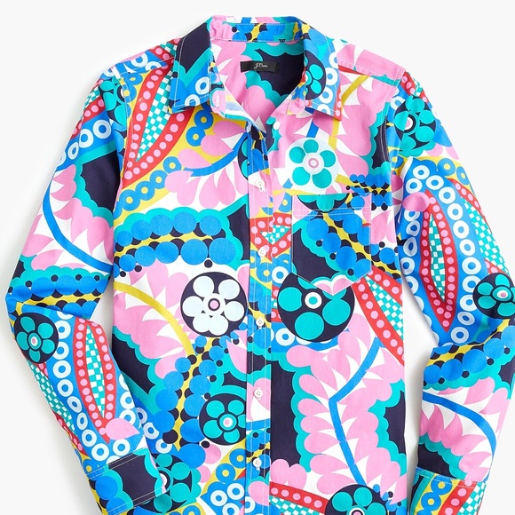 JCREW women’s button down long sleeve in Ratti  office top shirt - SZ 6 - Picture 1 of 8